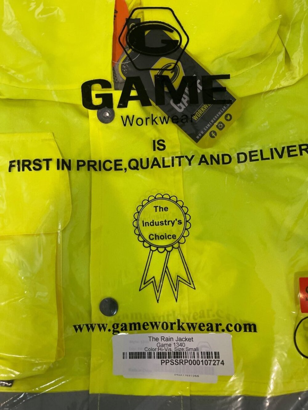 NWT Game Workwear Hi-Vis Rain Jacket Mens Small 1340 - Picture 4 of 4